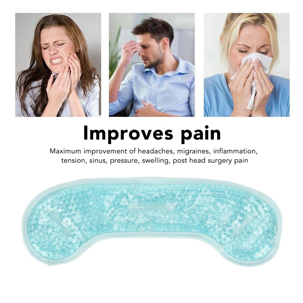 Head Gel Bead Ice Pack Improve Pain Soothing Nerves Cold Compress Hot Compress Forehead Ice Headband for Men Women Blue