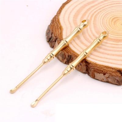 Shivstor 2 In 1 Ear Pick Ear Curette Cleaner Brass Polish Filmsy Metal Reusable Earwax Removal Tool with Keychain Ear Spoon Cleaner Safe Ear Care