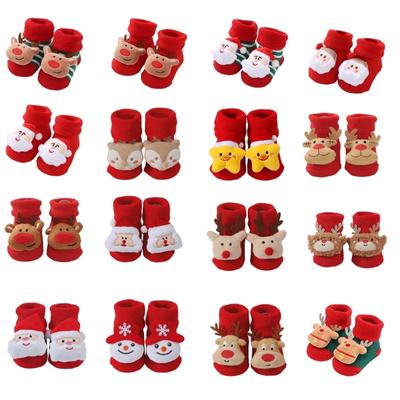 Terry Socks for Infants 0-12 Months Christmas Pattern Warm Cotton Socks Warm & Protective Socks for Indoor & Outdoor Use