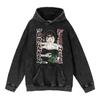 Cotone Pesante Lavato Retrò, Maglione Retrò Streetwear Anime con Cappuccio 440G