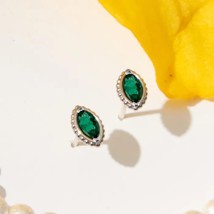 s925post Mermaid Green Earrings