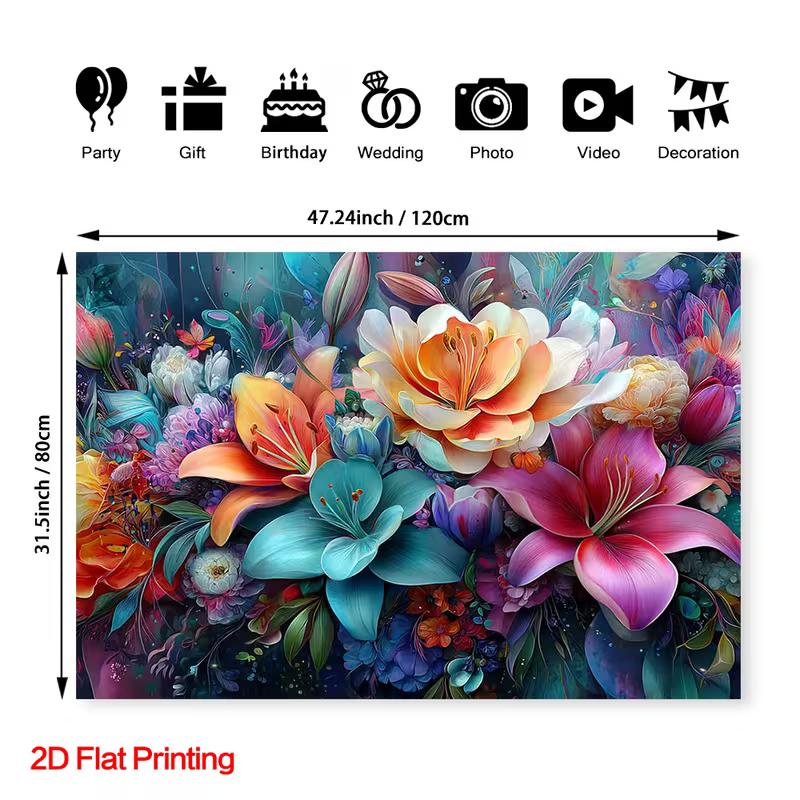 2D Vibrant Colorful Flowers Photography Backdrop Floral Lily & Tulip Party Background