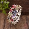 Color Painted Oil Flower Butterfly Elastic Bracelet Fashion Versatile Ladies Butterfly Flower Alloy Bracelet