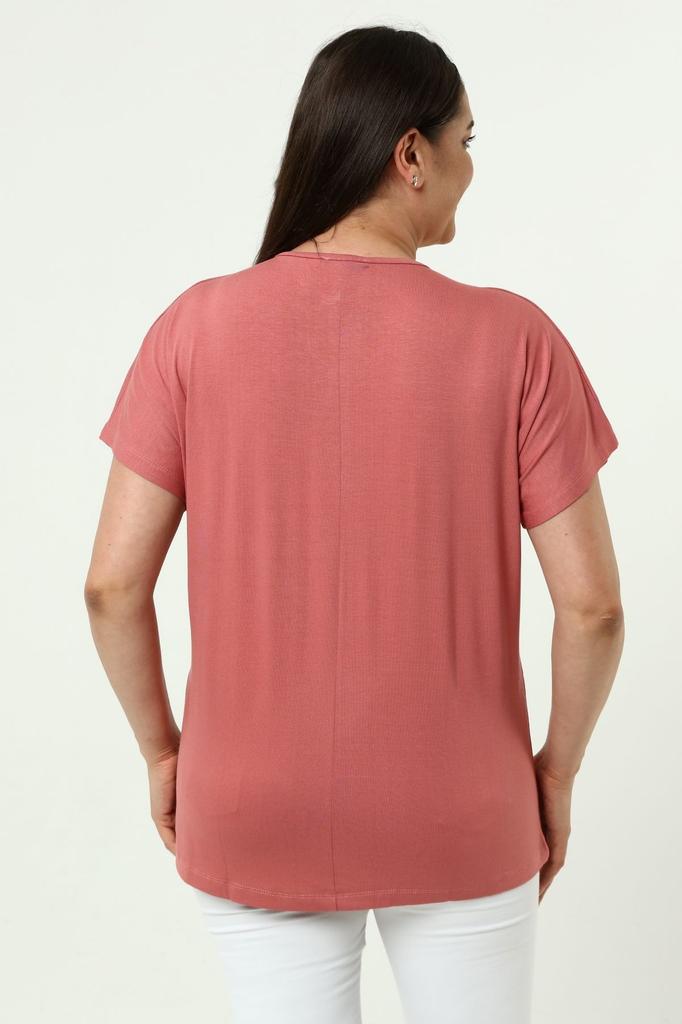 Damenstil Große Größe T-Shirt Übergröße Komfortmodell Stilvoller Kragen Detailliert Baumwolle Kurve Kurze Ärmel Mutter Sommer Abendkleid Tunika T-Shirt