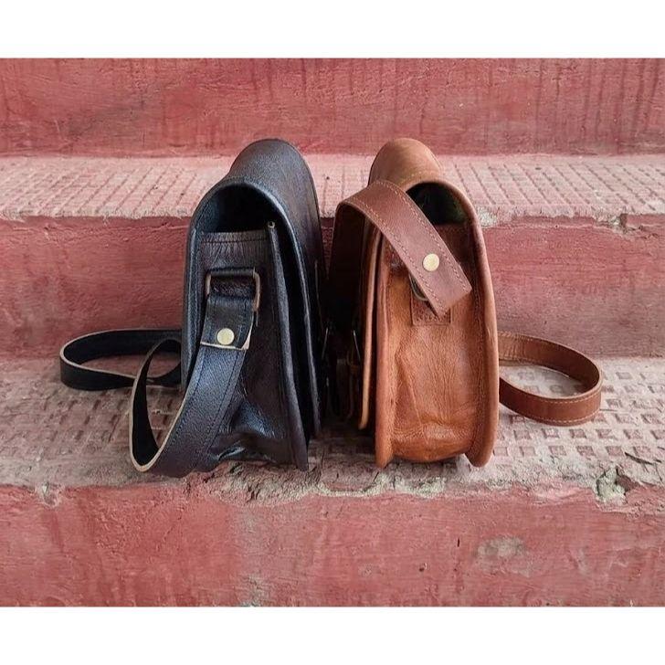 Vintage Saddle Bag Leather Brown/Black Messenger Shoulder Cross-body Bag