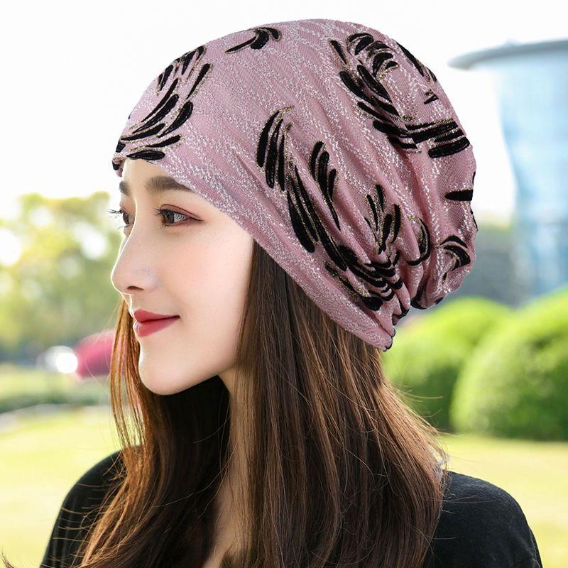 

Summer Headwrap Spring Autumn Slouchy Hat Breathable Air-Conditioning Thin Sleep Cap Lace Women s Hat one size
