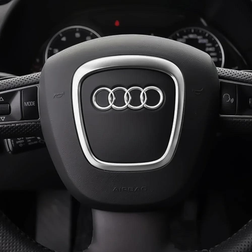 For Audi  A3 A4 B8 8P B9 8V A5 A6 C7 A7 Q3 Q5 Q7 Automobile Steering Wheel Logo Bright Frame Strip Electroplated Emblem