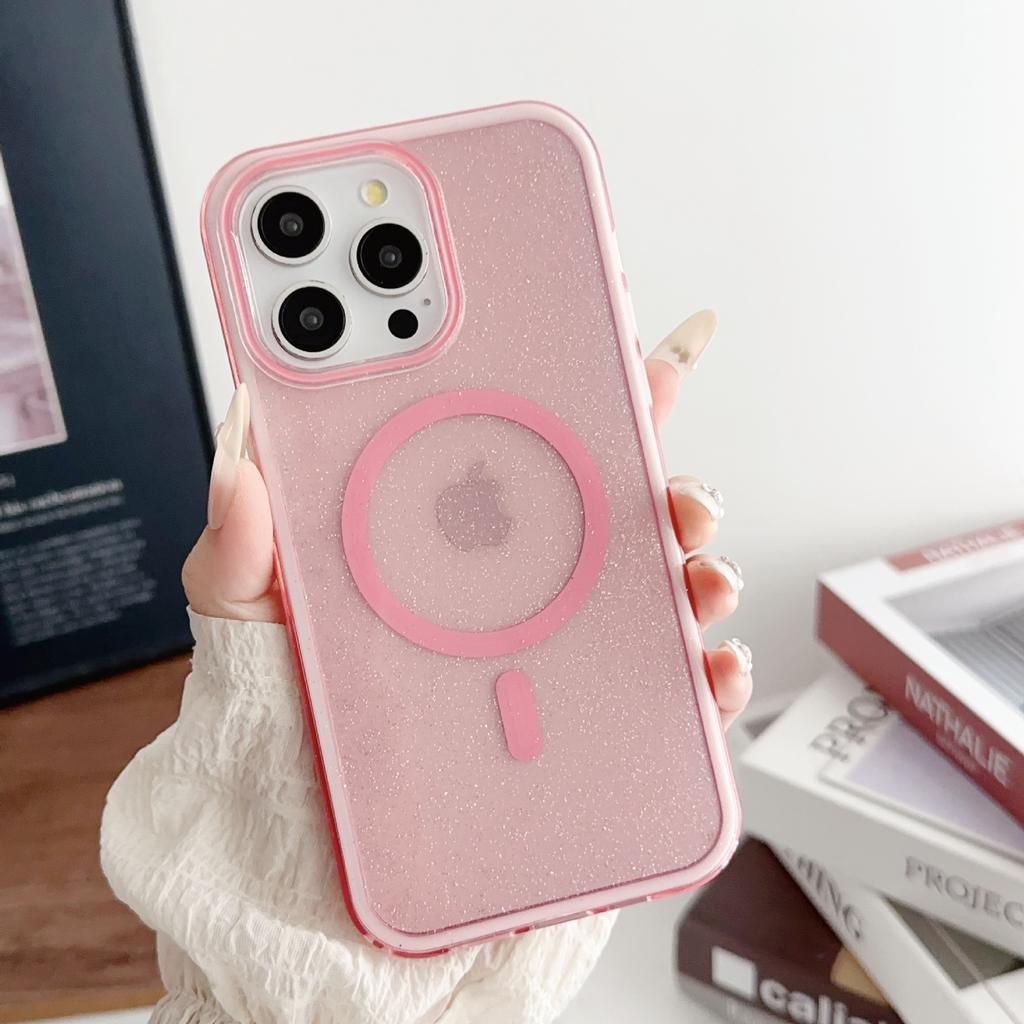 Three-in-one: Compatible with Apple 16, Glitter Magnetic Phone Case 14Pro, IPhone 15, Large Hole Lens 14, Anti-drop 12