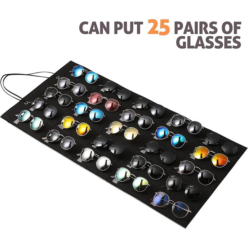 Sunglasses Organizer Storage With Sturdy Rope Felt Hanging Sunglasses Holder For Wall Display 25 Slots Sunglasses Organizer
