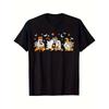 Men's Halloween Drinking Coffee Graphic T-Shirt Short Sleeve Tee with Cute Ghosts, Pumpkins Bat