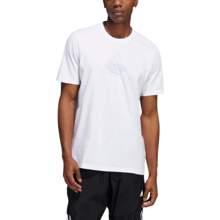 adidas Back Print Casual Crew Neck Short Sleeve T-shirt Men Tops White IB9423