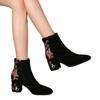 Herbst und Winter gefrostete Stiefeletten neue dicke Absatz-Samt-Ethno-Stil-weiche Sohle bestickte mittlere Ferse Mittelschuhe Baumwollschuhe