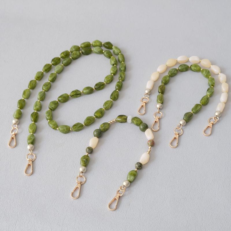 New Fashion Woman Bag Accessory Detachable Green Beaded Chains Cute Acrylic Luxury Strap Women Elegant Bag Shoulder Handle Chain