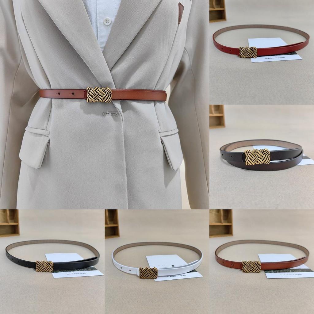 Womens Belt Leather With Classic Silver Buckle For Daily Office Gift Attire