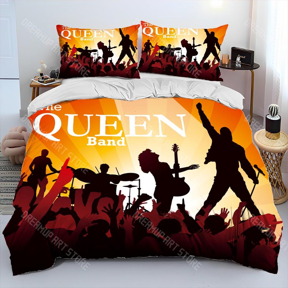 Freddie Mercury Queen-Rock-Band Comforter Bedding Set,Duvet Cover Bed Set Quilt Cover Pillowcase,King Queen Size Bedding Set