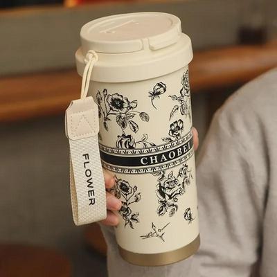 Stilvolle Kaffeethermoskanne aus Edelstahl 316 mit Strohhalm – Personalisierbares Logo-Geschenk
