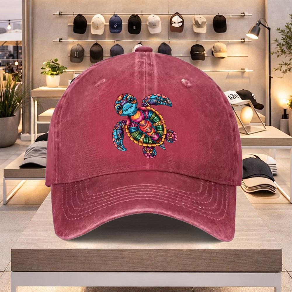 Colorful Sea Turtle Baseball Cap Unisex Cotton Casual Adjustable Snapback Hat Summer Beach Cap