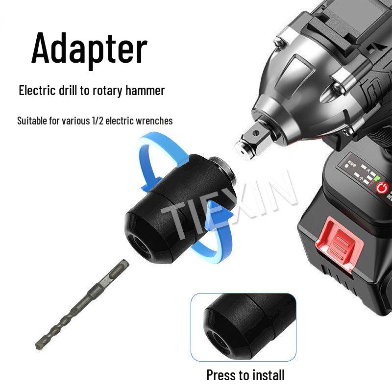 New Lithium Battery Impact Wrench: 1/2 Conversion To Square Shank with Drill Bit & Rubber Ring 05625