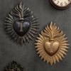Placca Murale Sacro Cuore Gotico in Resina con Croce - Ornamento da Appendere a Rilievo per Decorazione della Casa