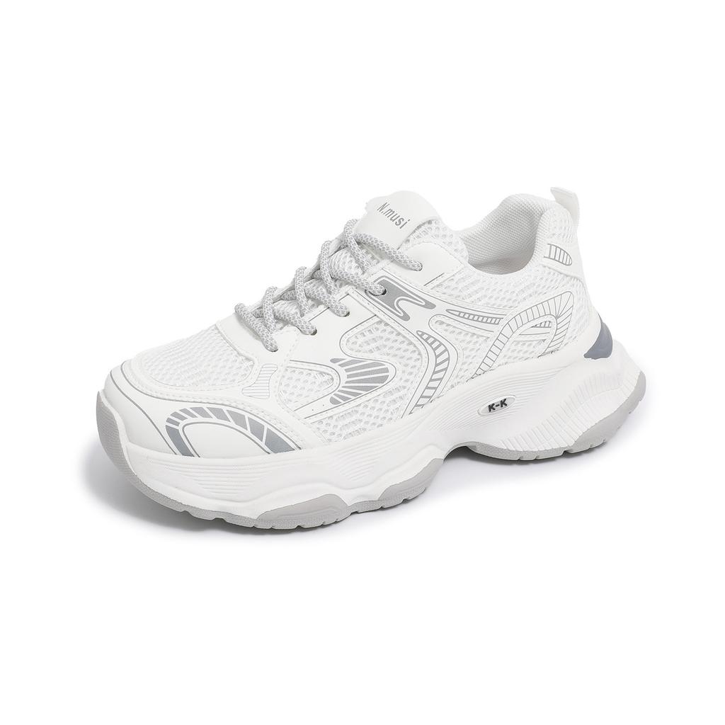 Autumn new breathable mesh shoes thick-soled heightening sports shoes casual dad trendy shoes