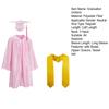 3 Pcs/Set Children Kindergarten Graduation Uniform with Tassel Hat And Shawl V Neck Calf Length Long Sleeve Zipper Closure Elementary Graduation Robe