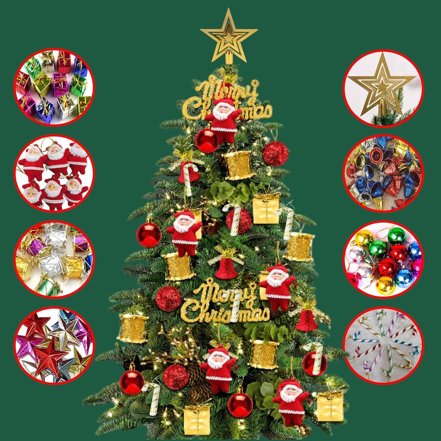 

70Pcs Mini Christmas Tree Decoration Ornaments Set | Beautiful Xmas Tree Hanging Baubles & Décor Items | Christmas Tree Decorations (Random Ornaments Sent | Tree Not Inculded)