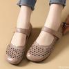 Genuine Leather Sandals Hollow Women 2025 New Model Summer Large Size Wedges Heel Shoes Comfort Women Soft Casual Sandals