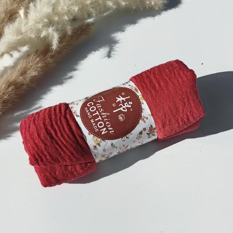 62-122 Colors Crinkle Cotton Underscarf Pleated Pompom Plain Hijab With Tassels Islamic Turban Warp