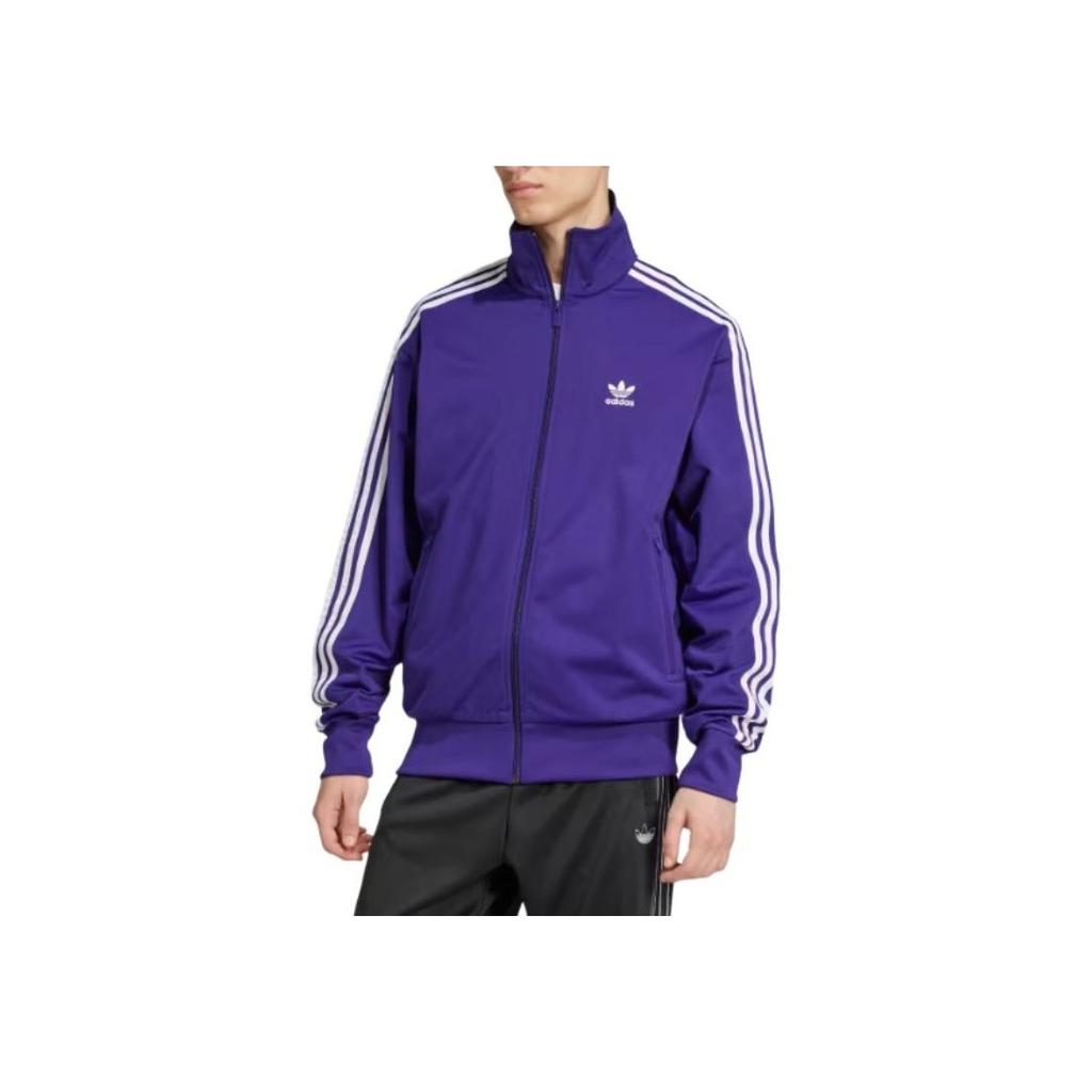 Adidas Originals Adicolor Logo Striped Full-Zip Retro Sports Jacket Men Jacket Academy-Purple IY9897