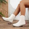 2025 New French Style Women's Ankle Boots - Square Toe Chunky Heel Slim Fit Boots with Side Zipper Fashion Booties