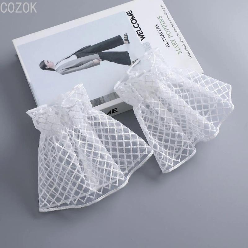 Сделай сам Съемные манжеты Удлинитель манжеты Вышивка Кружево Маргаритка Накладные рукава Эластичные Дикие Запястья Плиссированные Орган Лолита Накладные рукава One Size