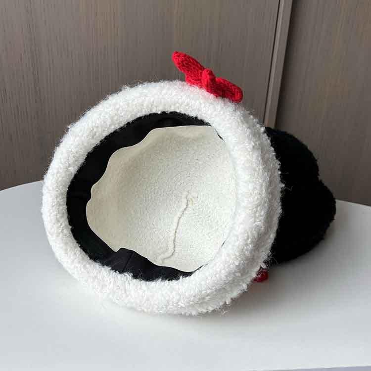 New Autumn And Winter Wool Woolen Top Hat, Small Fragrant Wind Bow Basin Hat, Women'S Dome Shows The Face, Small Warm Plush Hat