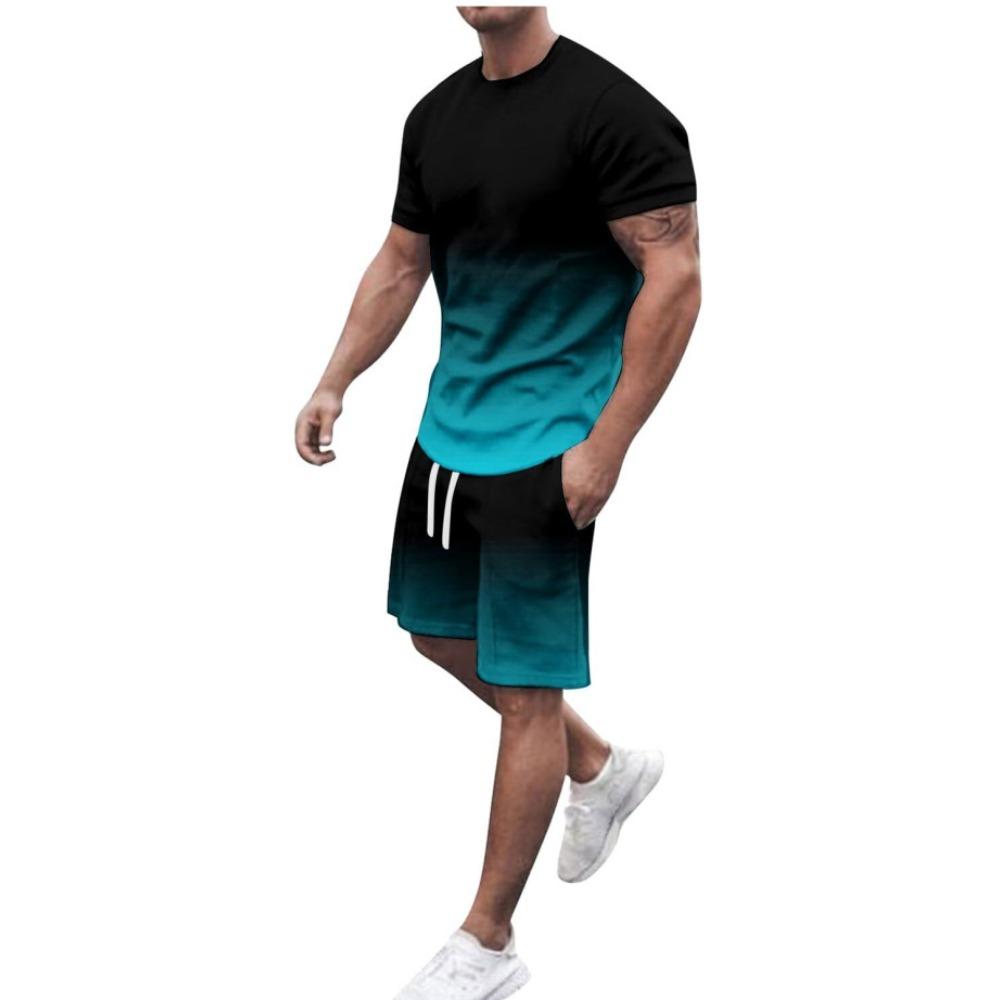 

Men s Two-Piece Set Crew Neck Short Sleeve Running Outfit Plus Size Summer Fashionable Comfortable Soft Breathable Loose Sport Wear 6XL