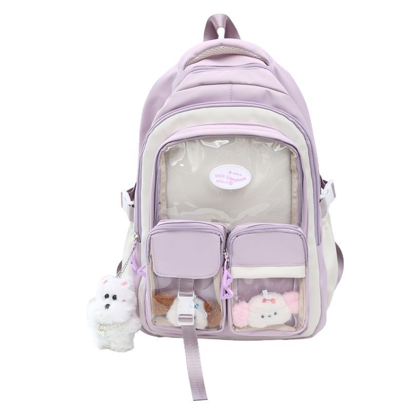 Cute Pain Bag Ins Wind School Bag Female Junior High School Student Japanese Large Capacity Transparent Backpack Versatile Student Backpack Tide