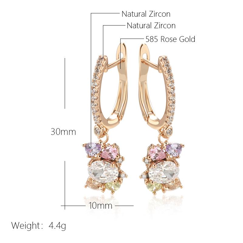 Shiny Colorful Zircon Matching Drop Earrings For Women Fashion Rose Gold Color Geometry Personality Daily Fine Jewelry