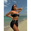 Bikini Kobiety Kostium Kąpielowy Nowy Jednolity Bandeau Seksowny Zestaw Bikini Stringi Stroje Kąpielowe Letnie 3-częściowy Okrycie Plażowe Strój Kąpielowy Damski