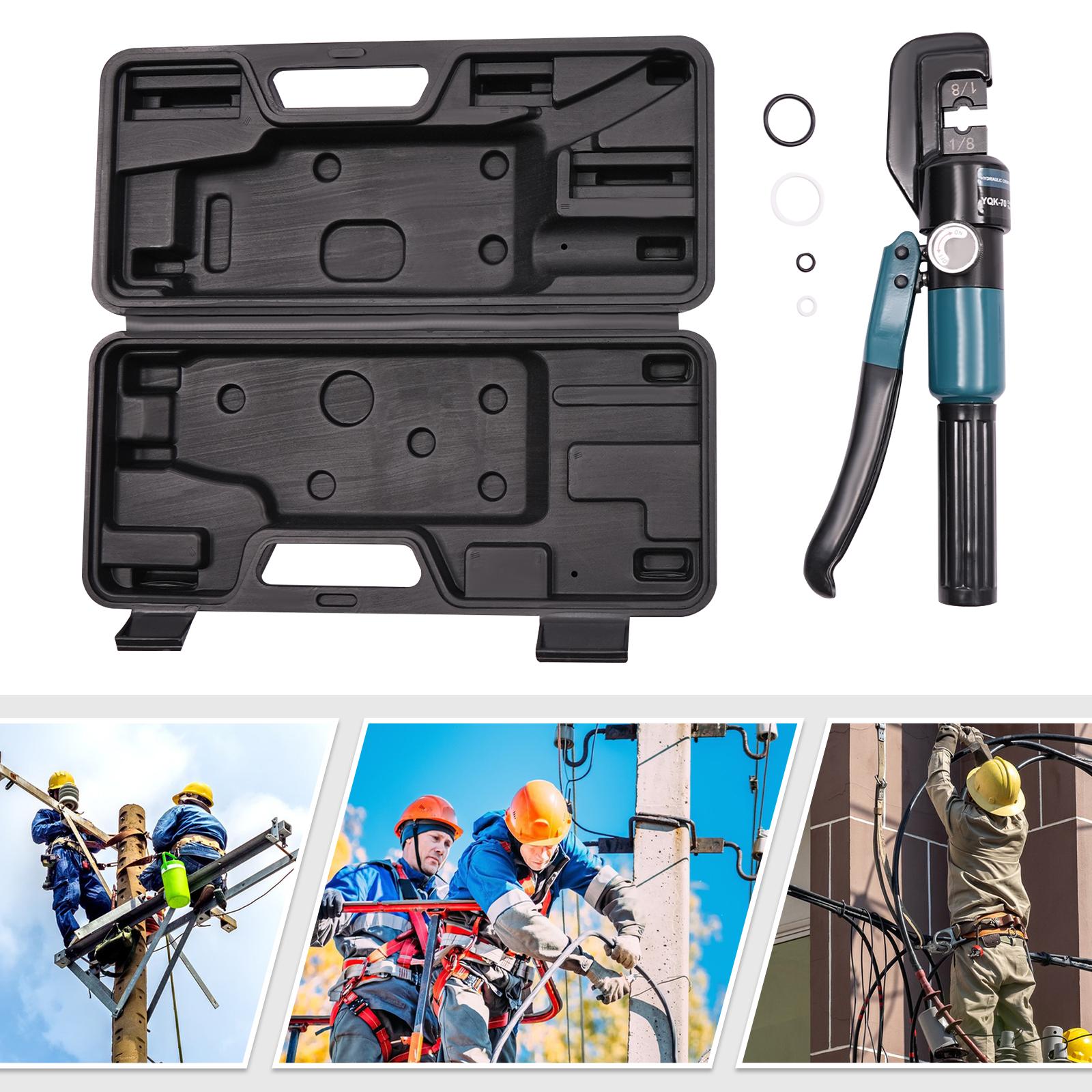 

Hydraulic Hand Cast Iron Crimper Tool,Black Hexagonal Wire Crimping Tool with 1Pair 1/8 Dies for Crimping Copper Terminals чорний