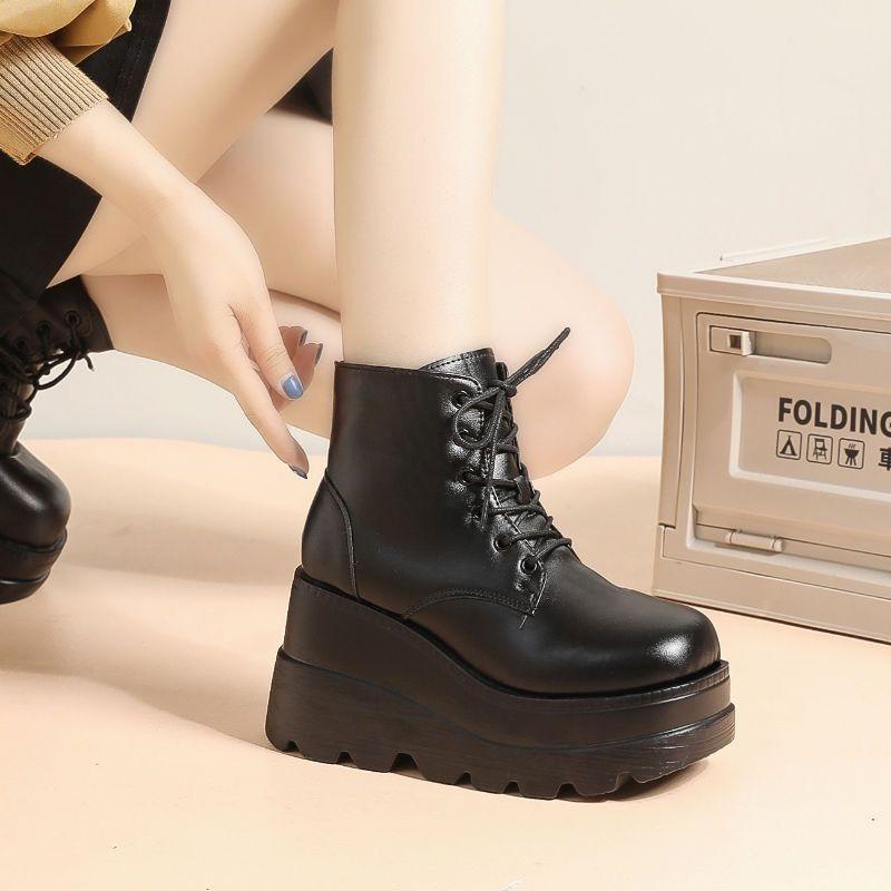Height Increasing Women High Heels British Style Short Boots