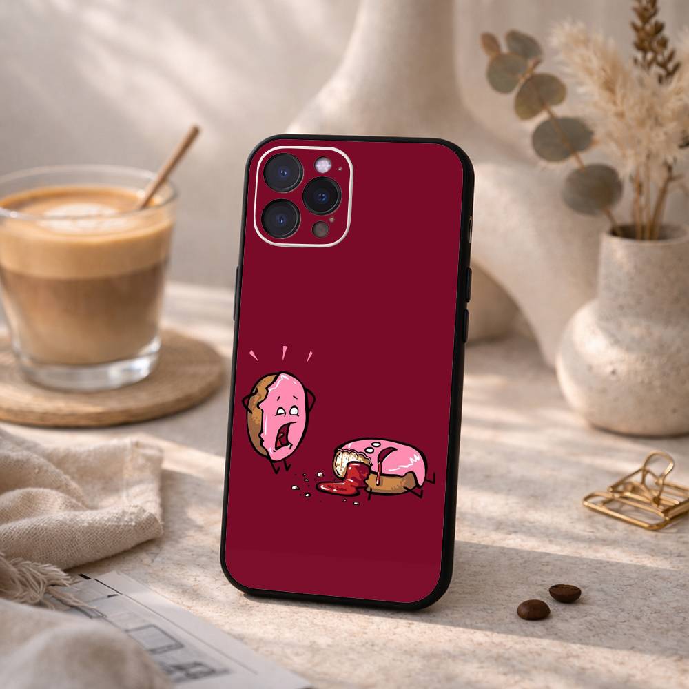 Funny Cute Food Fancy Phone Case For iPhone17,16,15,14,13,12Plus,Pro Max,XS,5G Soft Silicone Black Cover