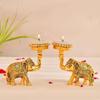 Elegant Metal Elephant Candle Holder Set of 2 - Perfect Home Decoration Diwali, Intricate Design Tealight Candle Holders for Office Decor Home Decor,