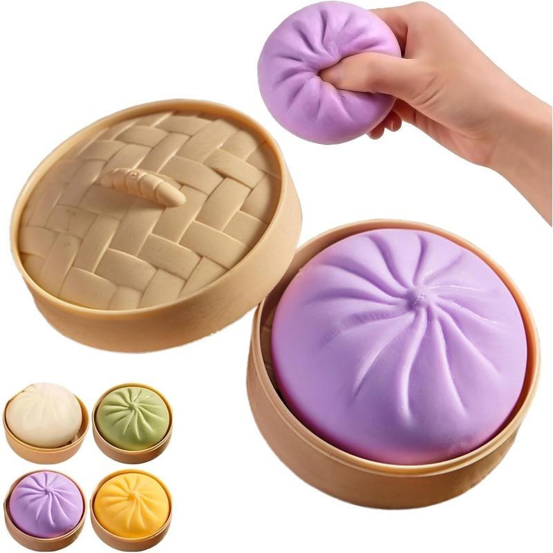 

10 см Різнокольорові Кульки-Антистрес Пельмені Fidget Сенсорна Іграшка Стискаюча Кулька з Тіста Зняття Стресу Ручна Іграшка Булочка з Пароваркою для Їжі Розтяжна Des фіолетовий