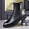 Autumn Winter Cowhide Men'S Riding Boots British Style Men'S Leather Boots High Top Zippered Men Boots Chelsea Boots