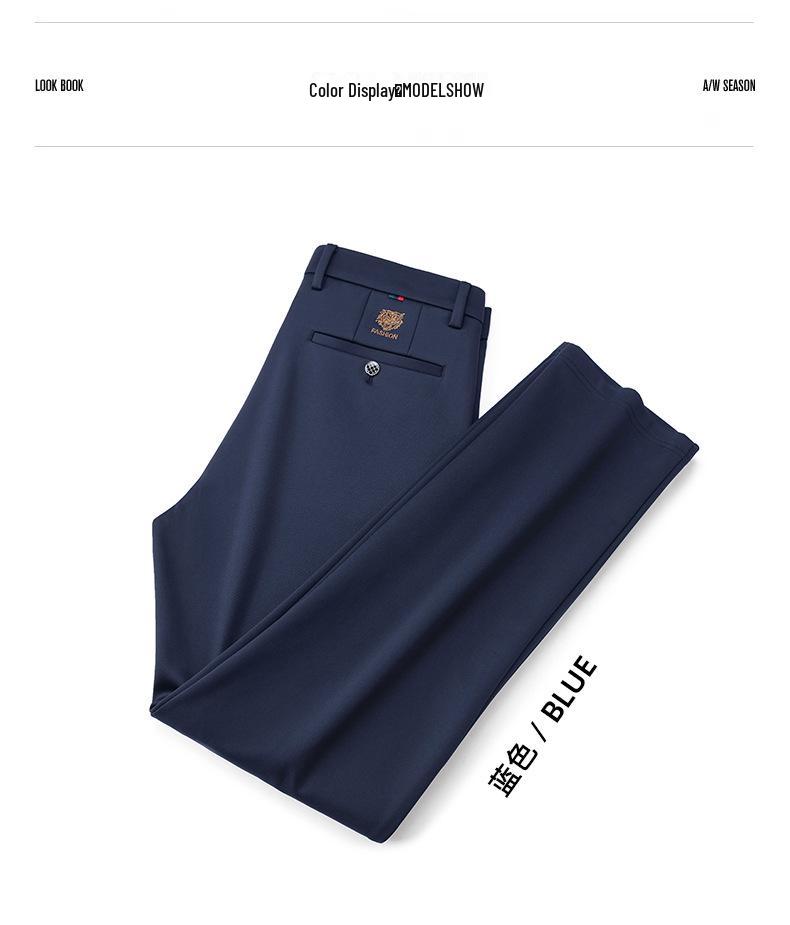 Men's Tiger Head Embroidery Autumn Straight-Leg Stretch Pants - Wrinkle-Resistant Casual Trousers