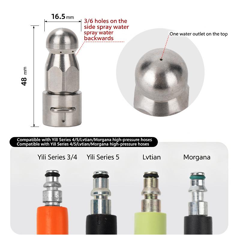 Pressure Washer Sewer Nozzle Drain Cleaning Nozzle Tips For Karcher K Series/Lavor Hose Sewer Cleaning Tool