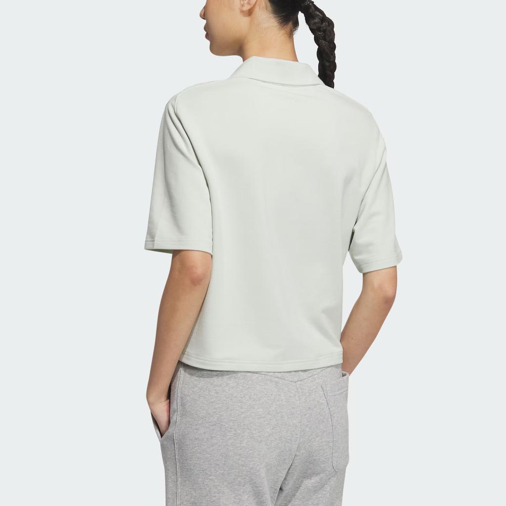 adidas Lounge Short Sleeve Polo Shirt Women Tops Linen-Green JJ3603