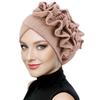 Elastic Flower Turban Hat Ruffle Flower Edge Beanies Hats New Pre Tied Bonnet  For Wedding