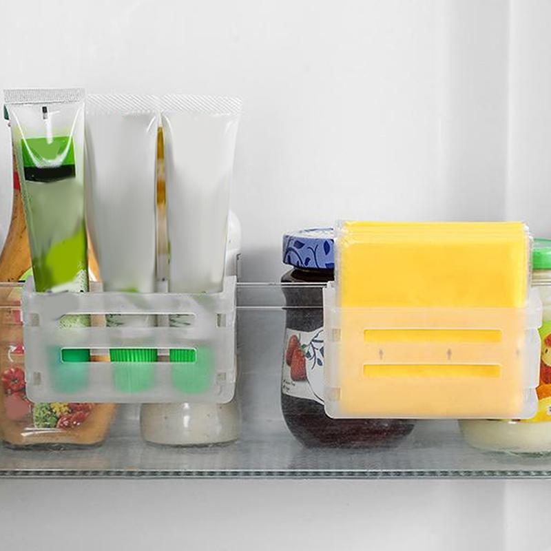 Refrigerator Side Door Telescopic Storage Box Cheese Slices Organize Case Snap Type Seasoning Bag Sorting Box Storage Rack