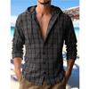 Men's Plaid Hooded Long Sleeve Shirt Autumn Thin Cardigan Sunscreen Shirt