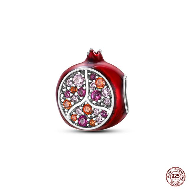 New 925 Sterling Silver Red Color Series Heart Shape Charms Beads Lucky Jewelry Gifts