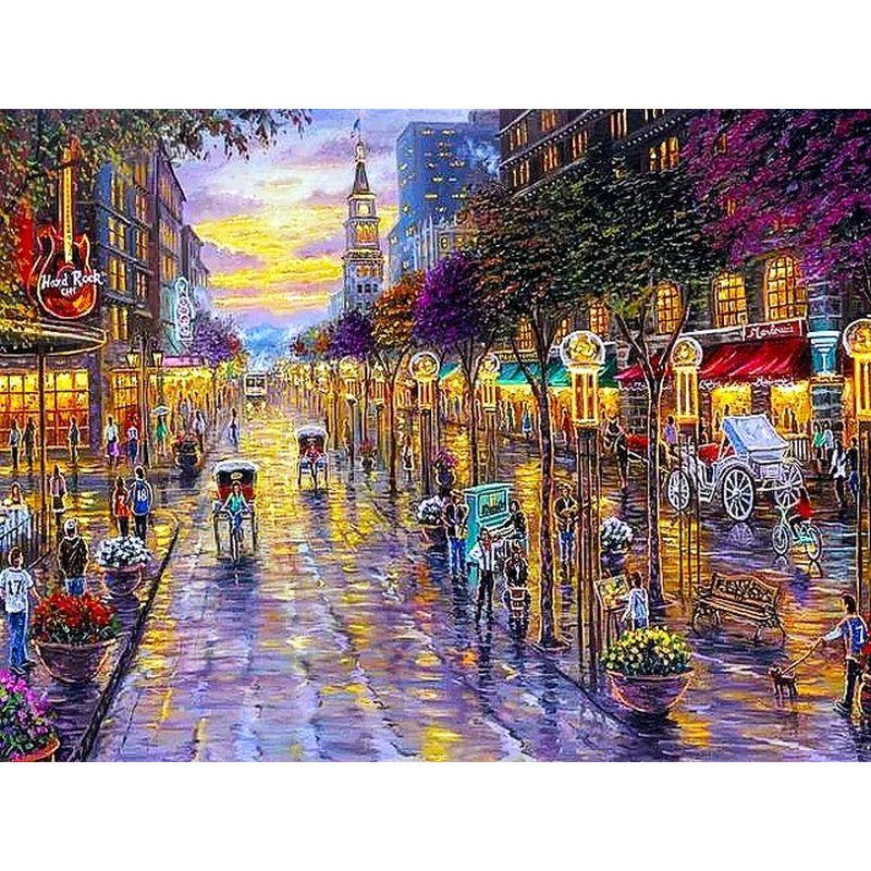 Broderie cu Diamante Peisaj Urban Pictură cu Diamante Mozaic Pătrat Complet Rotund Peisaj Burghiu Stras Imagine Artă